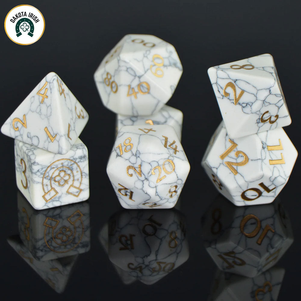 Level top Up Dice Howlite Gemstone Gaming Dice Set of Seven