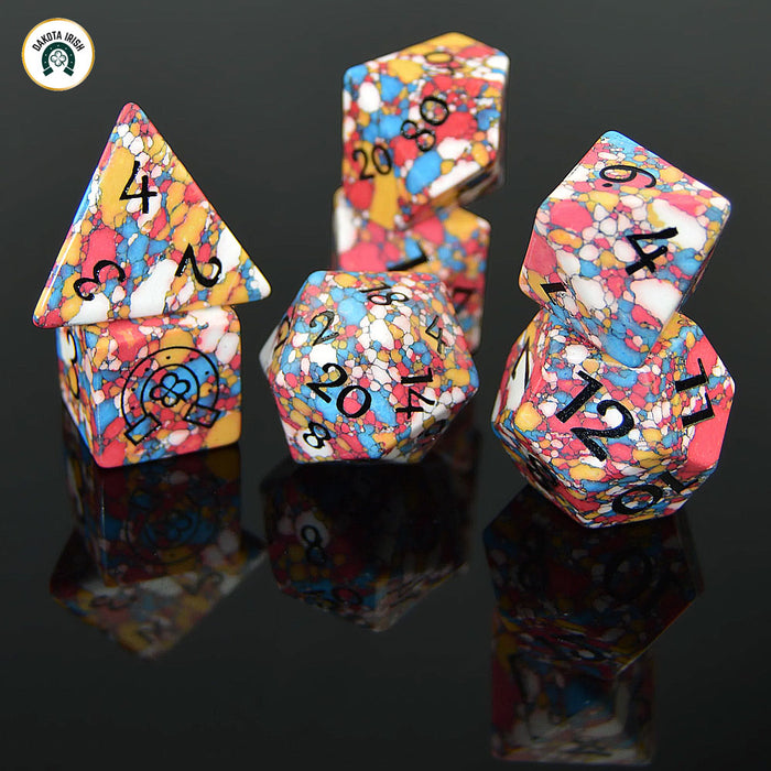 Speckled Mosaic Gemstone 7-Polyhedral Dice Set